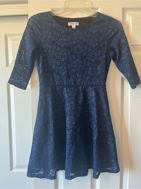 Sally Miller Navy Floral Lace Fit-and-Flare Dress